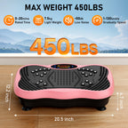 GLYLF Vibration Plate Exercise Machine, 130 Levels Full Body Workout Vibrating Plate for Lymphatic Drainage Weight Loss, 450 Lbs Capacity Shake Platform with Resistance Bands Bluetooth for Women Men Gronata