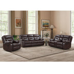 EBELLO Faux Leather Recliner Sofa Furniture Set for Living Room, 2 Recliner Chairs, 3 Seat Reclining Sofa Couch Set for Meeting Room, Brown Gronata