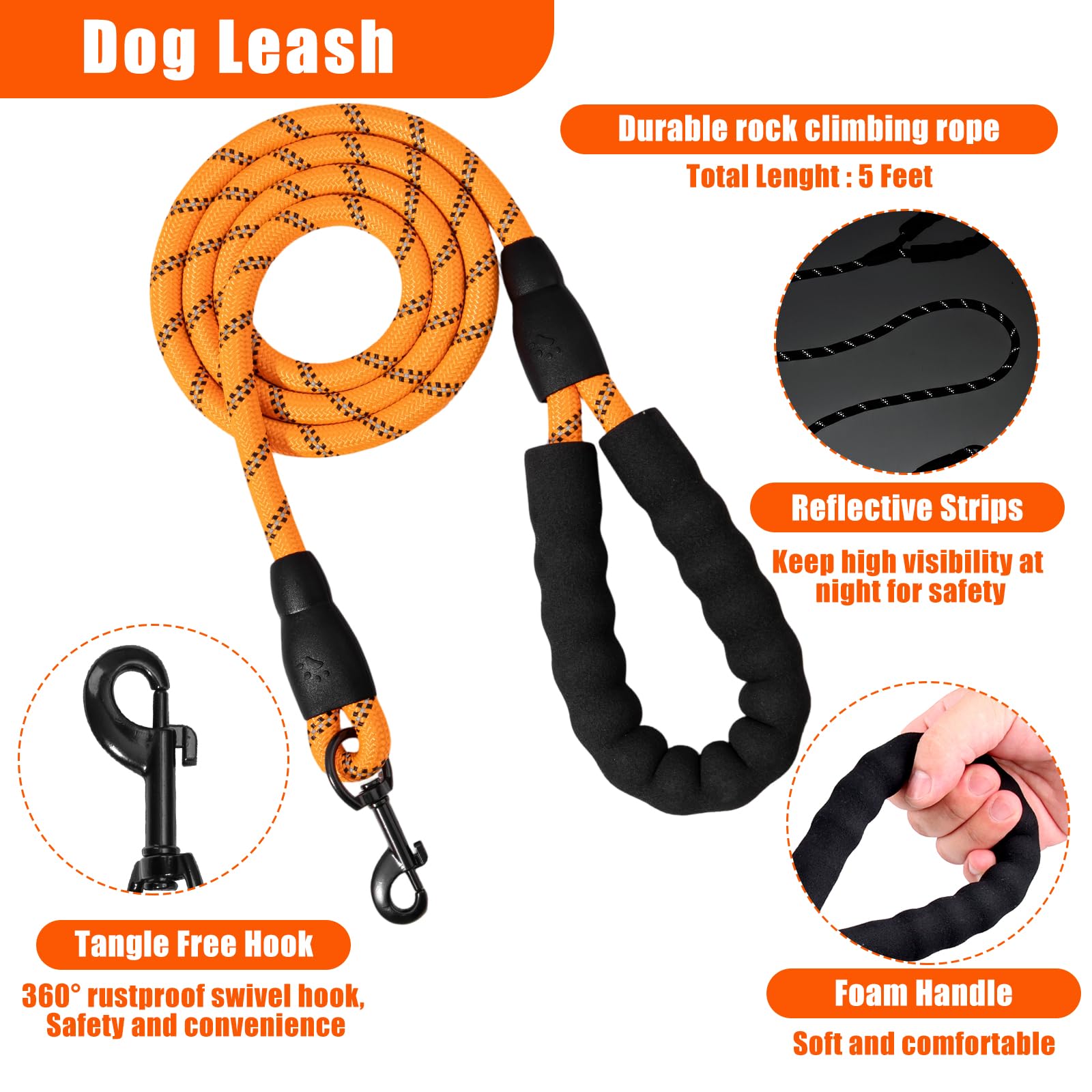 YXFDOYT No Pull Dog Harness Adjustable Collar & Leash Set - Dog Halter Harnesses Collapsible Bowls & Poop Bag Dispenser Muzzle ID Tags Toys Fits Small Medium Large Dogs (Pink-L) Gronata