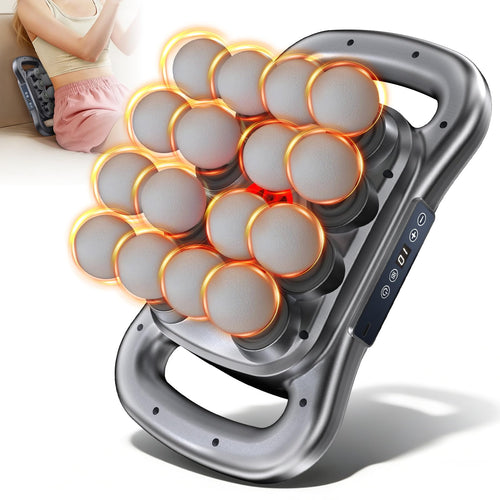 16-Head Electric Massage Gun, Deep Tissue Muscle Massager for Back Neck Shoulder Pain Relief, Rechargeable Handheld Massager for Office Gym Home (Gray) Gronata