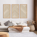 IARTTOP Large Boho Mid-century Modern Wood Wall Art 16x32 Inch Framed Green Abstract Leaf Wooden Wall Decor Bohemian Minimalist Geometric Wall Art Decor for Bedroom Living Room Office Set of 3 Gronata