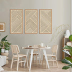 IARTTOP Large Boho Mid-century Modern Wood Wall Art 16x32 Inch Framed Green Abstract Leaf Wooden Wall Decor Bohemian Minimalist Geometric Wall Art Decor for Bedroom Living Room Office Set of 3 Gronata