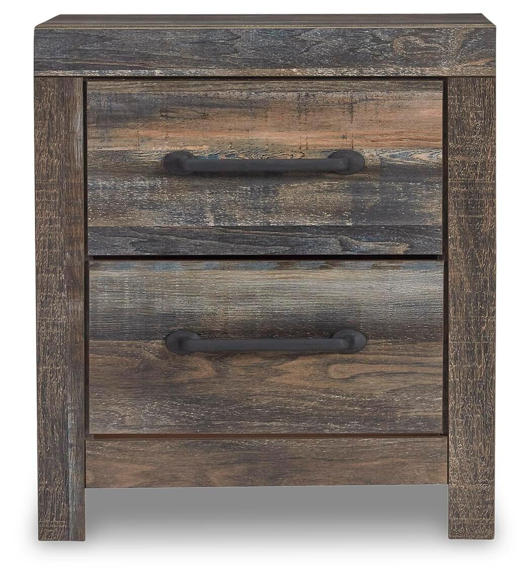 Signature Design by Ashley Wynnlow Rustic 2 Drawer Two Drawer Nightstand, 24.41" Tall, Weathered Gray Gronata
