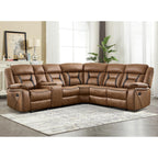EBELLO Faux Leather Recliner Sofa Furniture Set for Living Room, 2 Recliner Chairs, 3 Seat Reclining Sofa Couch Set for Meeting Room, Brown Gronata