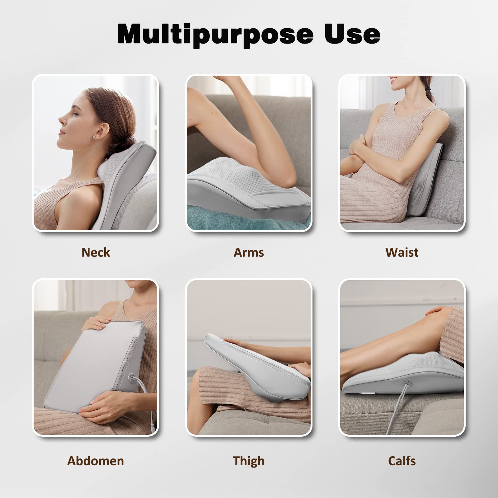 Boriwat Back Massager with Heat, 3D Kneading Massage Pillow for Back, Neck, Shoulder, Leg Pain Relief Deep Tissue, Gifts for Women Men Mom Dad Gronata