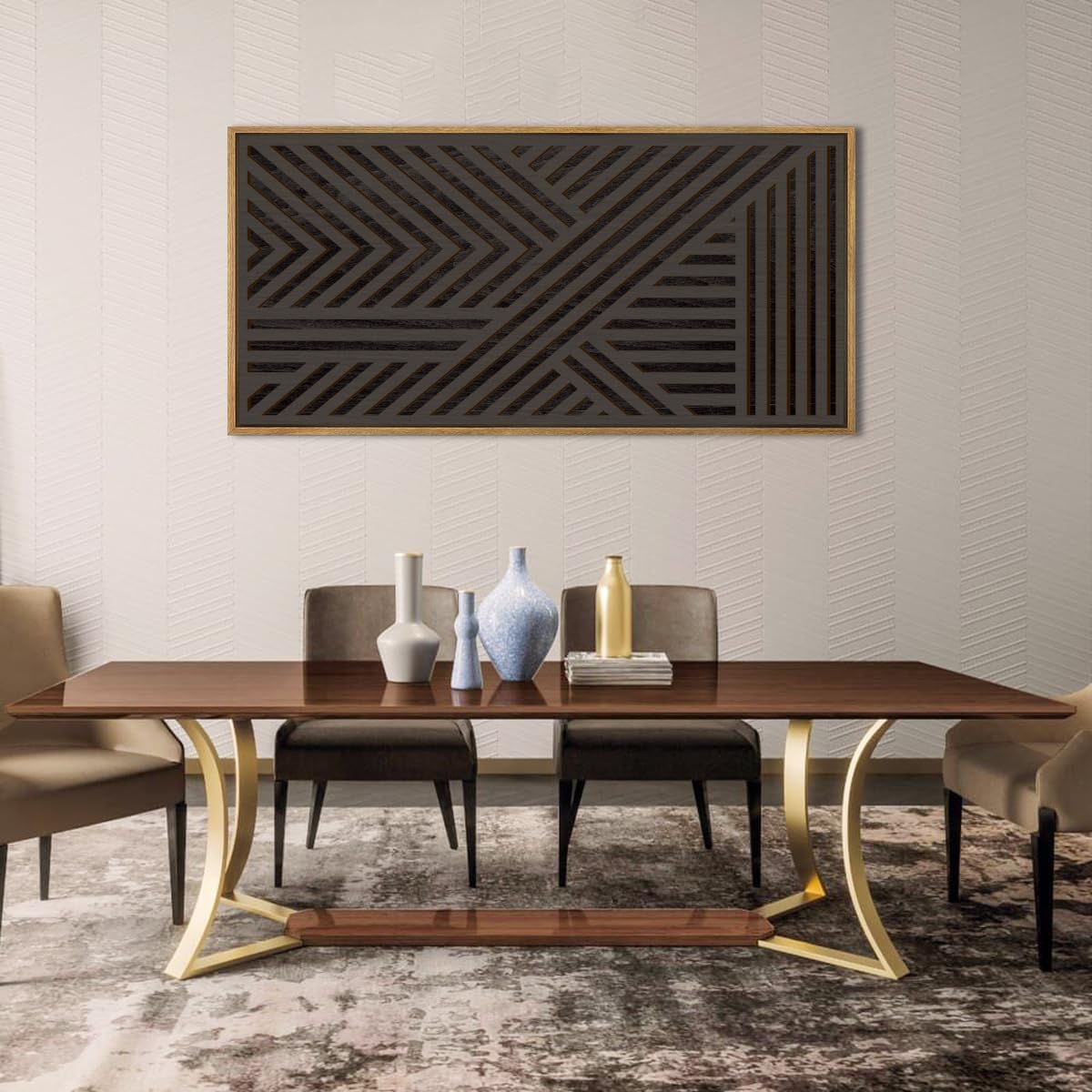 IARTTOP Large Boho Mid-century Modern Wood Wall Art 16x32 Inch Framed Green Abstract Leaf Wooden Wall Decor Bohemian Minimalist Geometric Wall Art Decor for Bedroom Living Room Office Set of 3 Gronata