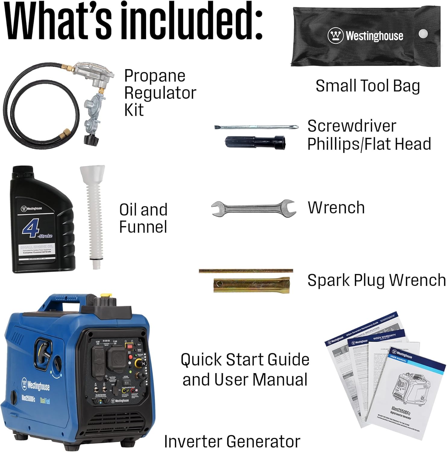 Westinghouse 2550 Peak Watt Super Quiet & Lightweight Portable Inverter Generator, RV Ready 30A Outlet, Gas and Propane Powered, CO Sensor, Parallel Capable, Long Run Time Gronata