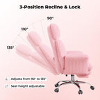 Big and Tall Office Chair, Flip Armrests for Pets & Cross Legged Sitting, Executive Ergonomic Computer Gaming Chair with Foot Rest, Teddy Fleece Wide Seat Reclining Desk Chair, White Vanity Chair Gronata