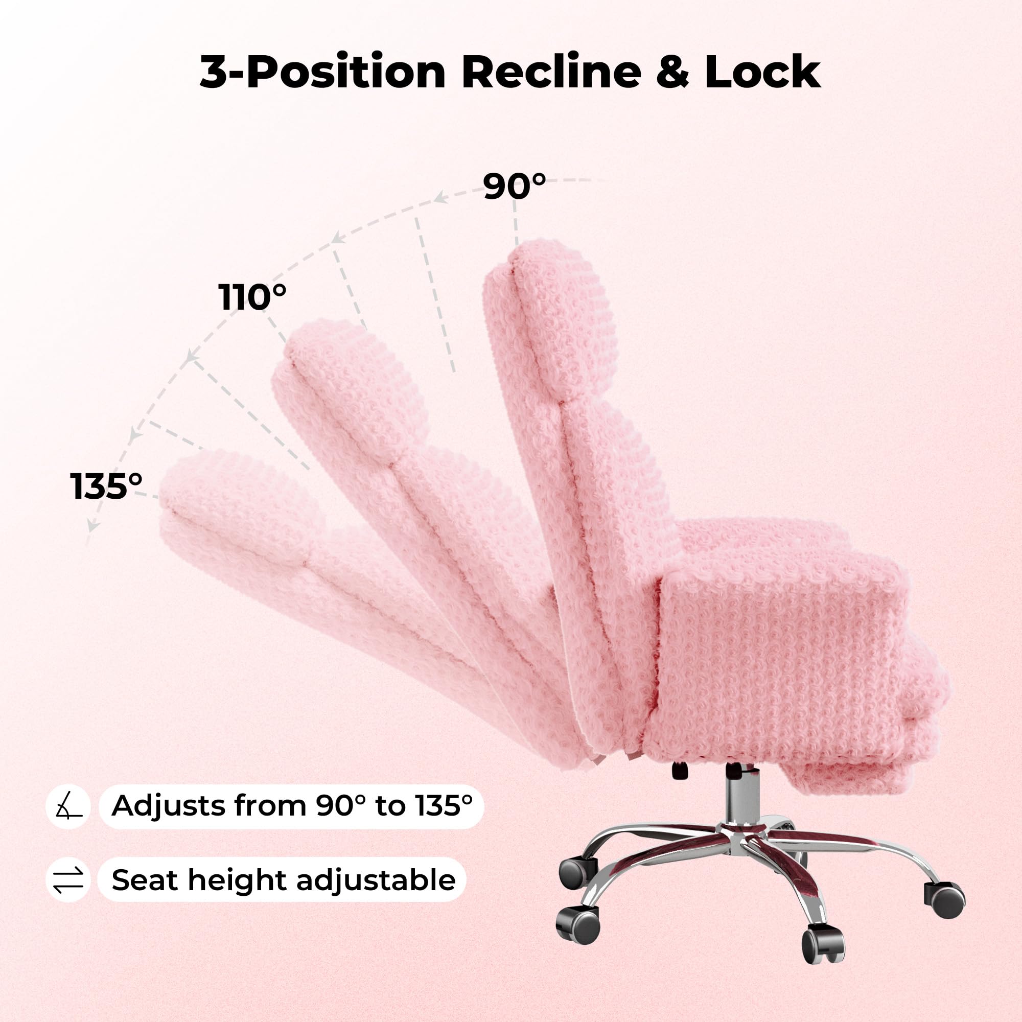 Big and Tall Office Chair, Flip Armrests for Pets & Cross Legged Sitting, Executive Ergonomic Computer Gaming Chair with Foot Rest, Teddy Fleece Wide Seat Reclining Desk Chair, White Vanity Chair Gronata