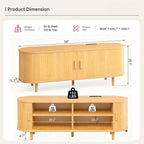OneBlis 70" Mid Century Modern TV Stand, Wood TV Consoles with Sliding Doors and Power Outlet, Entertainment Center with Adjustable Shelves, Fluted TV Stands for Living Room, Walnut Gronata