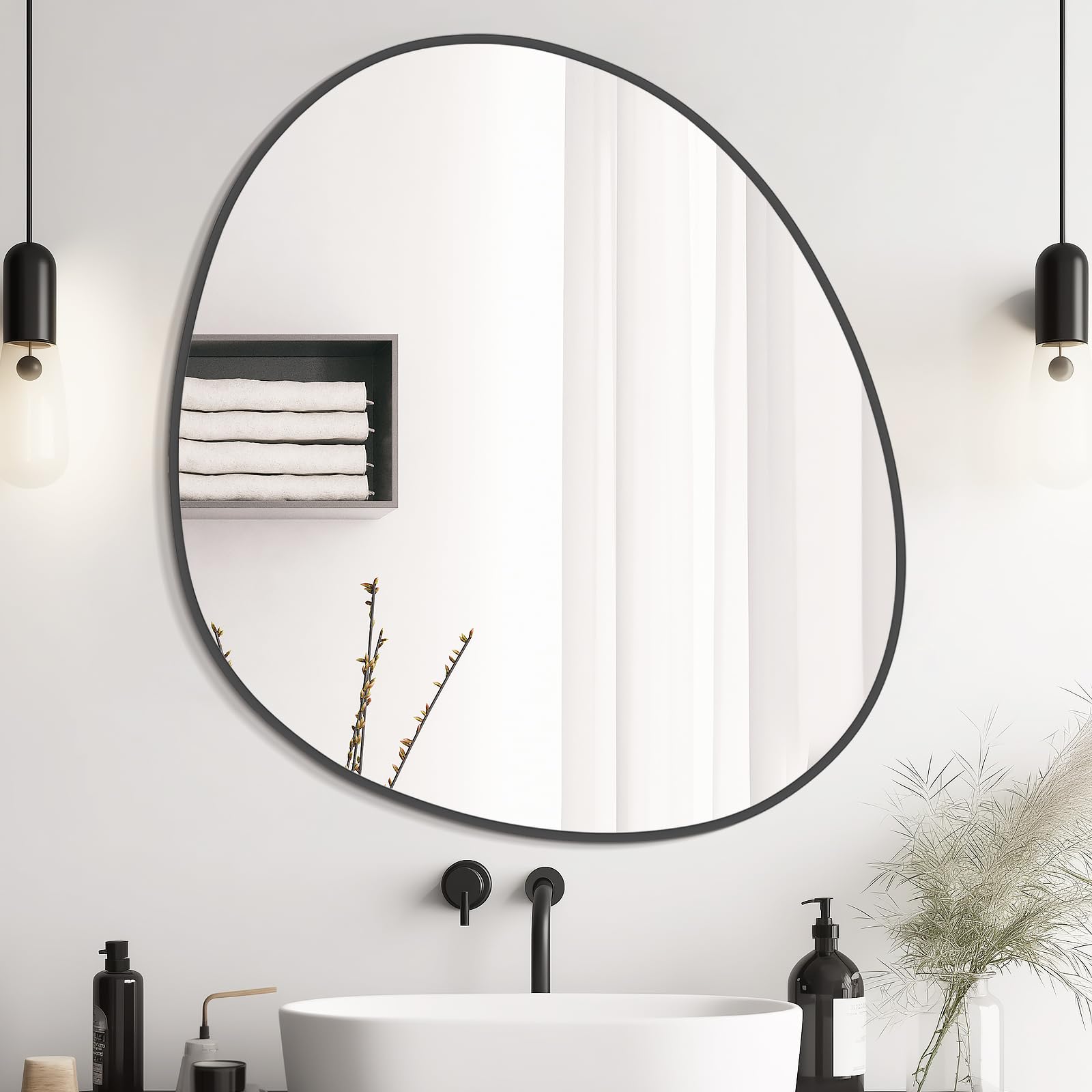 WallBeyond Asymmetrical Mirror, Irregular Mirror Full Length, Boho Wall Mirrors Decorative for Bedroom Living Room Entryway Hall, Mid Century Modern Decor 48" H x 22" W Gronata