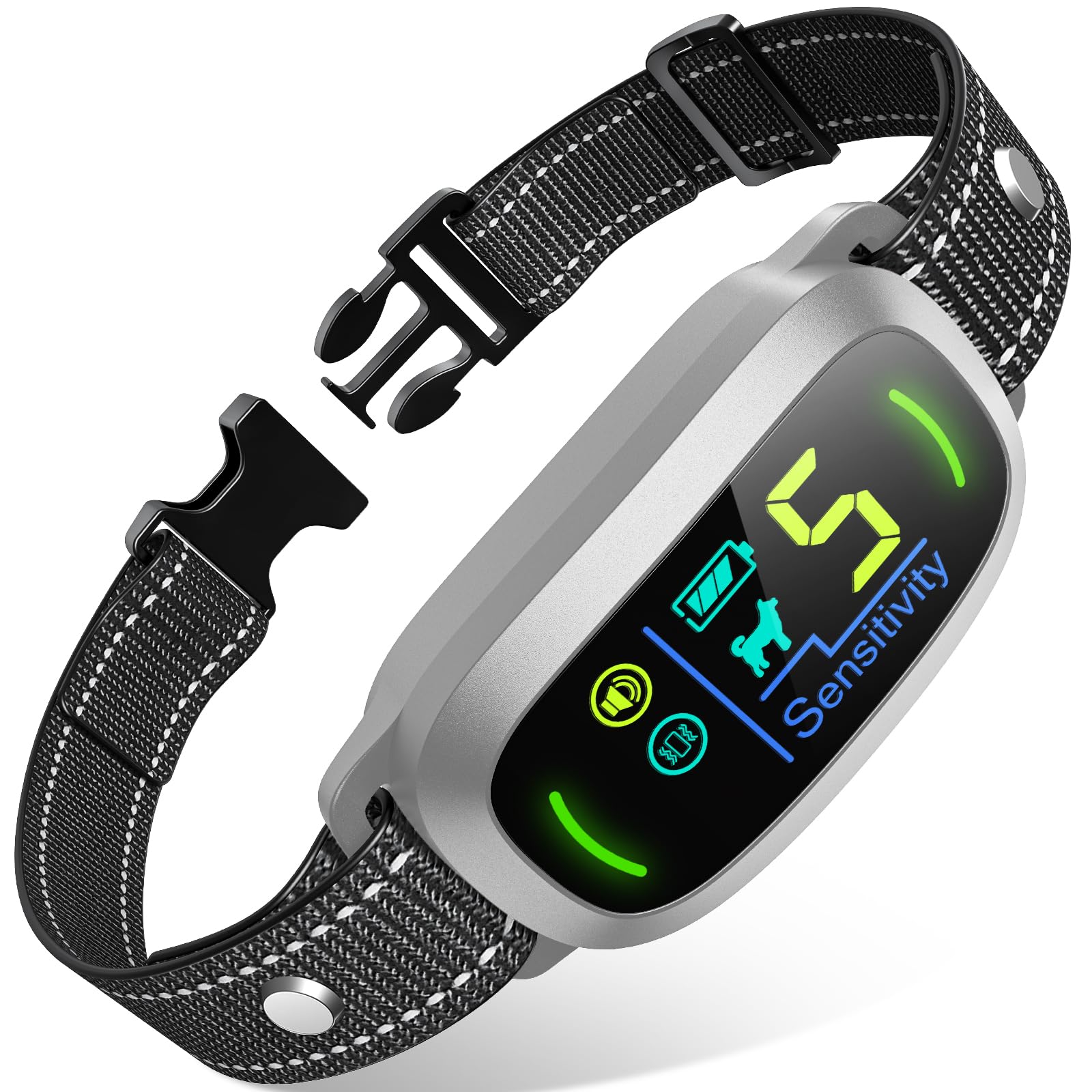 FAFAFROG Dog Bark Collar, Rechargeable Smart Collar, Anti Barking Training Collar with 5 Adjustable Sensitivity Beep Vibration, Bark Collar for Large Medium Small Dogs (Black) Gronata