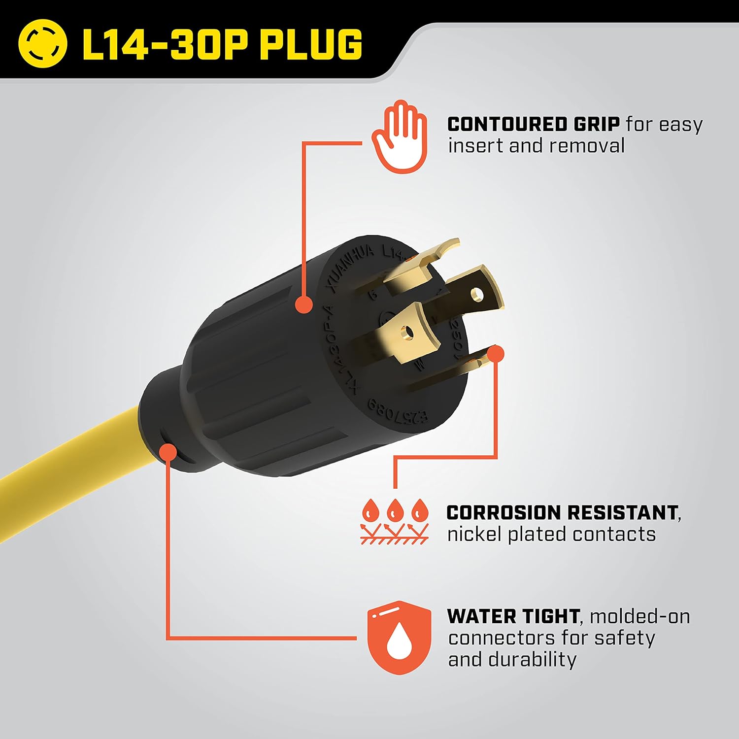 Champion Power Equipment 25-Foot 30-Amp 125/250-Volt Fan-Style Generator Extension Cord (L14-30P to four 5-20R) Gronata