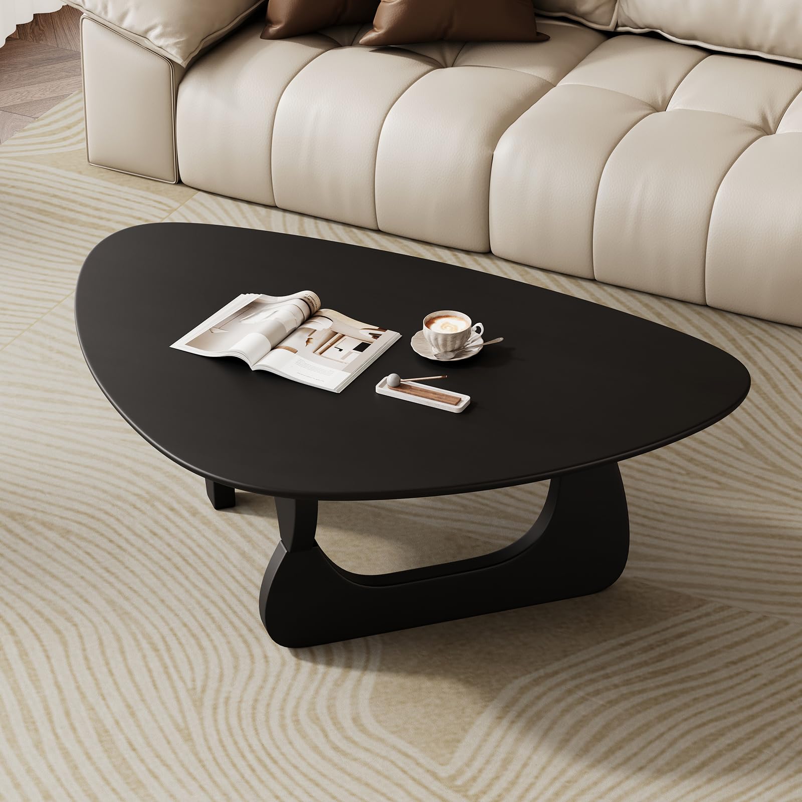 Mid Century Modern Coffee Table - Walnut Wooden Coffee Table for Living Room,Center Table Suitable for Bedroom Living Room Reception Office Tables (Walnut, Small 34.5 * 23.5 * 16in) Gronata