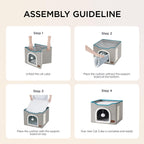 Bedsure Cat Beds for Indoor Cats - Large Cat Cave for Pet Cat House with Fluffy Ball Hanging and Scratch Pad, Foldable Cat Hideaway, 16.5x16.5x13 inches, Grey Gronata
