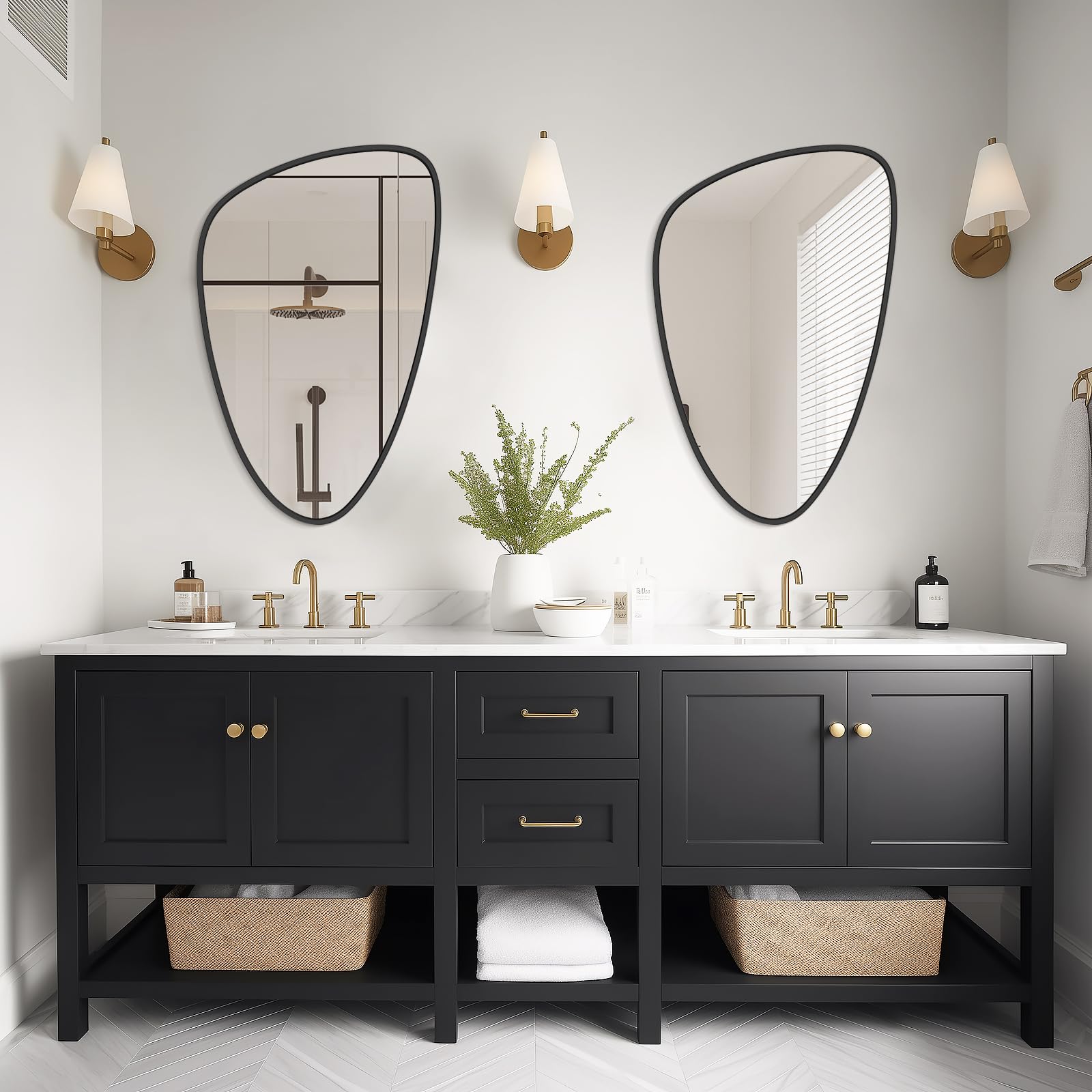 WallBeyond Asymmetrical Mirror, Irregular Mirror Full Length, Boho Wall Mirrors Decorative for Bedroom Living Room Entryway Hall, Mid Century Modern Decor 48" H x 22" W Gronata