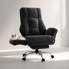 Big and Tall Office Chair, Flip Armrests for Pets & Cross Legged Sitting, Executive Ergonomic Computer Gaming Chair with Foot Rest, Teddy Fleece Wide Seat Reclining Desk Chair, White Vanity Chair Gronata