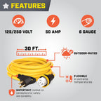 Champion Power Equipment 30-Foot 50-Amp 125/250-Volt RV Generator Power Cord, (14-50P to SS2-50R) Gronata
