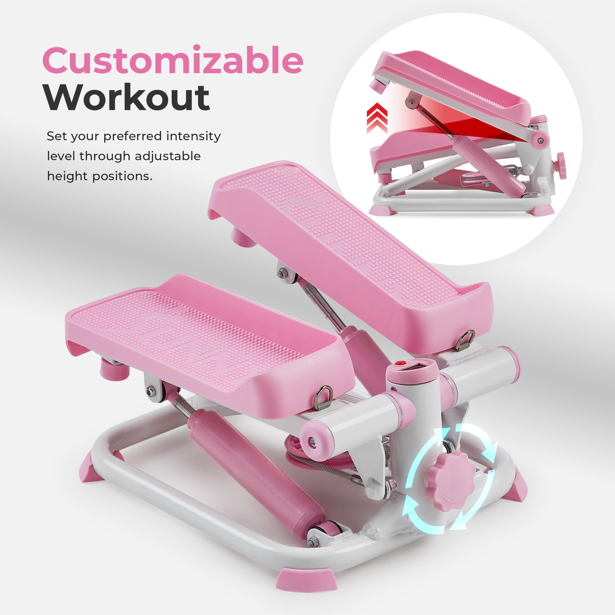 Sunny Health & Fitness Mini Steppers for Exercise at Home, Stair Step Workout Machine with Resistance Bands, Full Body Cardio Equipment with Digital Monitor - No. 012 -S Gronata