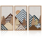 IARTTOP Large Boho Mid-century Modern Wood Wall Art 16x32 Inch Framed Green Abstract Leaf Wooden Wall Decor Bohemian Minimalist Geometric Wall Art Decor for Bedroom Living Room Office Set of 3 Gronata