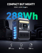 Anker Solar Generator SOLIX C300 with 60W Solar Panel, 288Wh Portable Power Station, 300W (600W Surge), LiFePO4 Battery, 140W Two-Way Fast Charging, for Outdoor Camping, Traveling, and Emergencies Gronata
