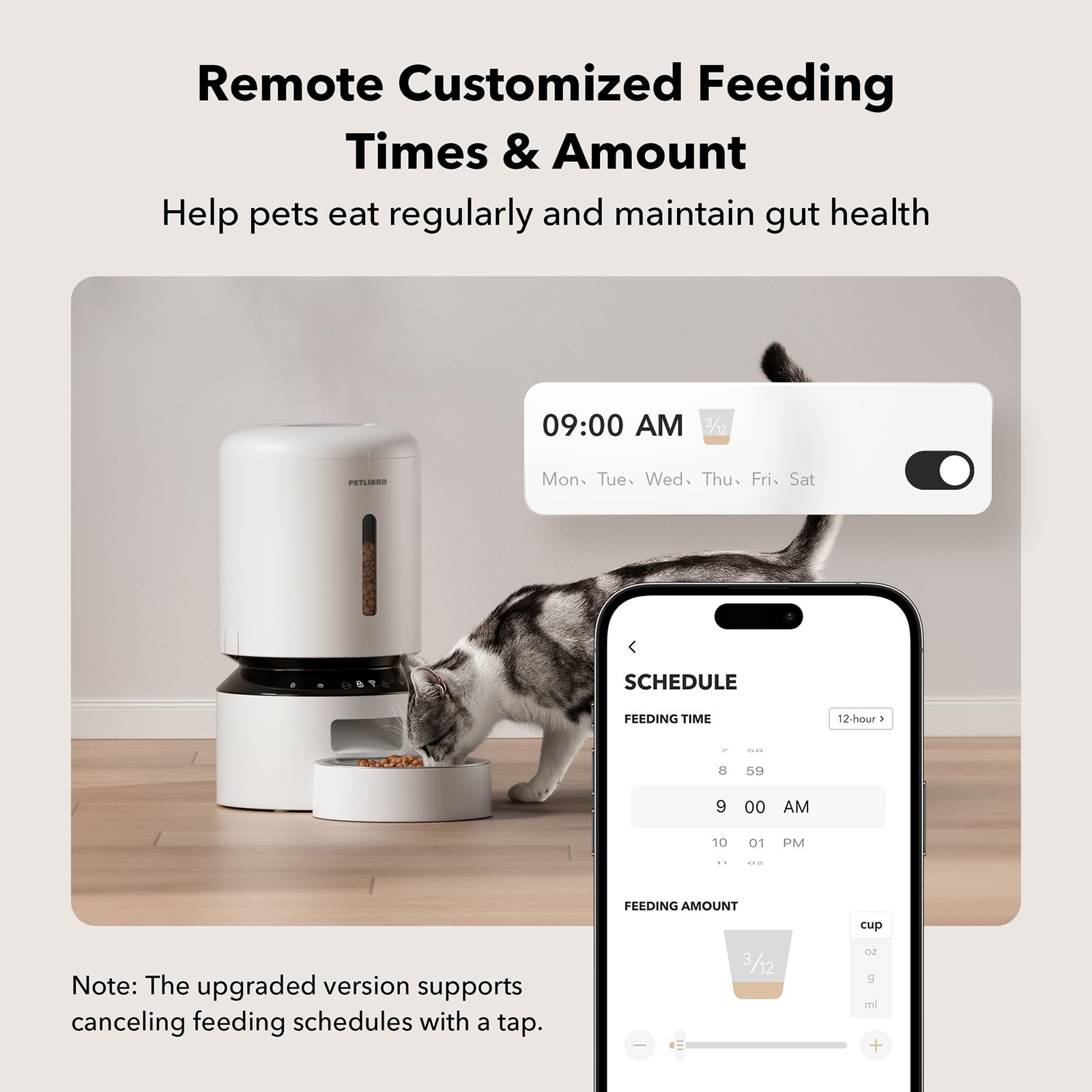 PETLIBRO Automatic Cat Feeder, 5G WiFi Automatic Dog Food Dispenser with Freshness Preservation, 5L Timed Pet Feeder with Low Food Sensor, Up to 10 Meals Per Day Gronata