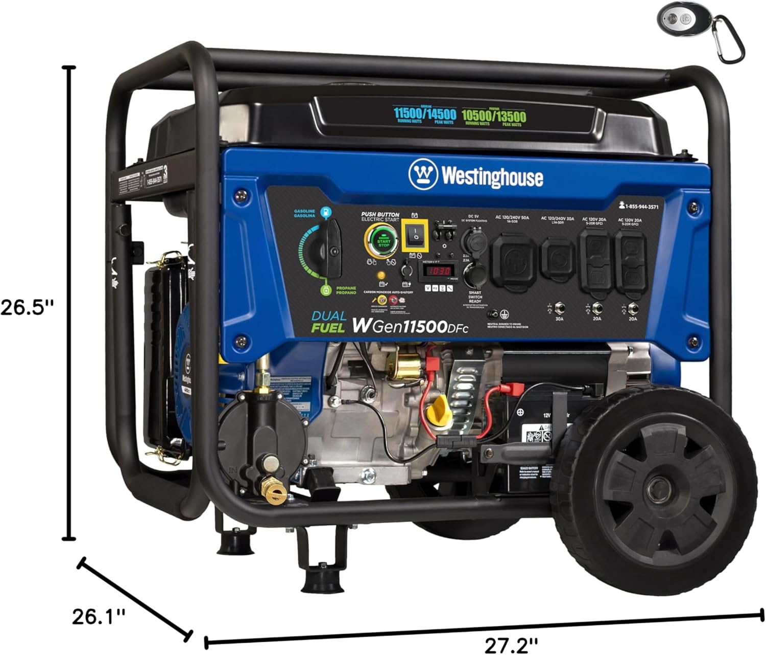 Westinghouse Outdoor Power Equipment 14500 Peak Watt Dual Fuel Home Backup Portable Generator, Remote Electric Start, Transfer Switch Ready, Gas and Propane Powered Gronata