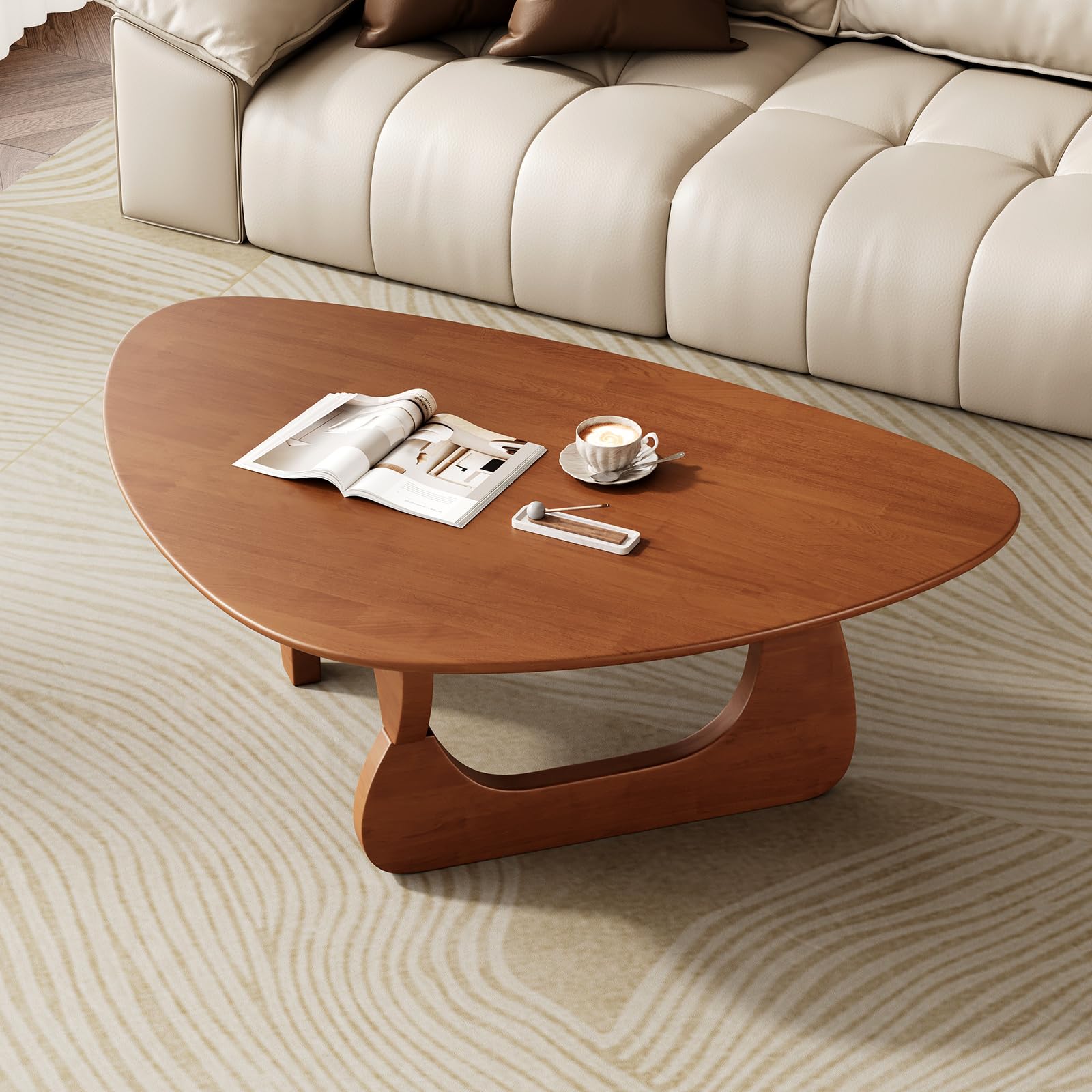 Mid Century Modern Coffee Table - Walnut Wooden Coffee Table for Living Room,Center Table Suitable for Bedroom Living Room Reception Office Tables (Walnut, Small 34.5 * 23.5 * 16in) Gronata