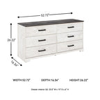 Signature Design by Ashley Shawburn Rustic 5 Drawer Chest of Smooth-Gliding Drawers and Safety Stop, White & Gray Gronata