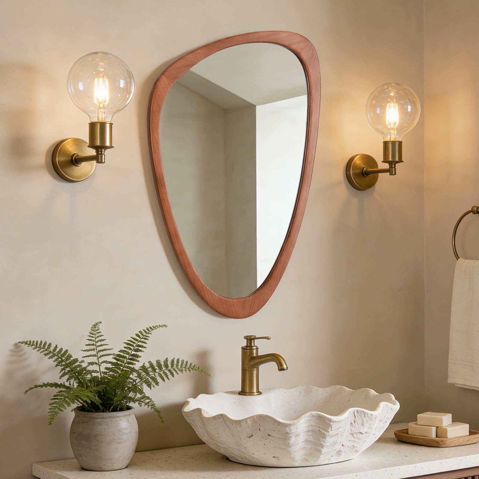 WallBeyond Asymmetrical Mirror, Irregular Mirror Full Length, Boho Wall Mirrors Decorative for Bedroom Living Room Entryway Hall, Mid Century Modern Decor 48" H x 22" W Gronata