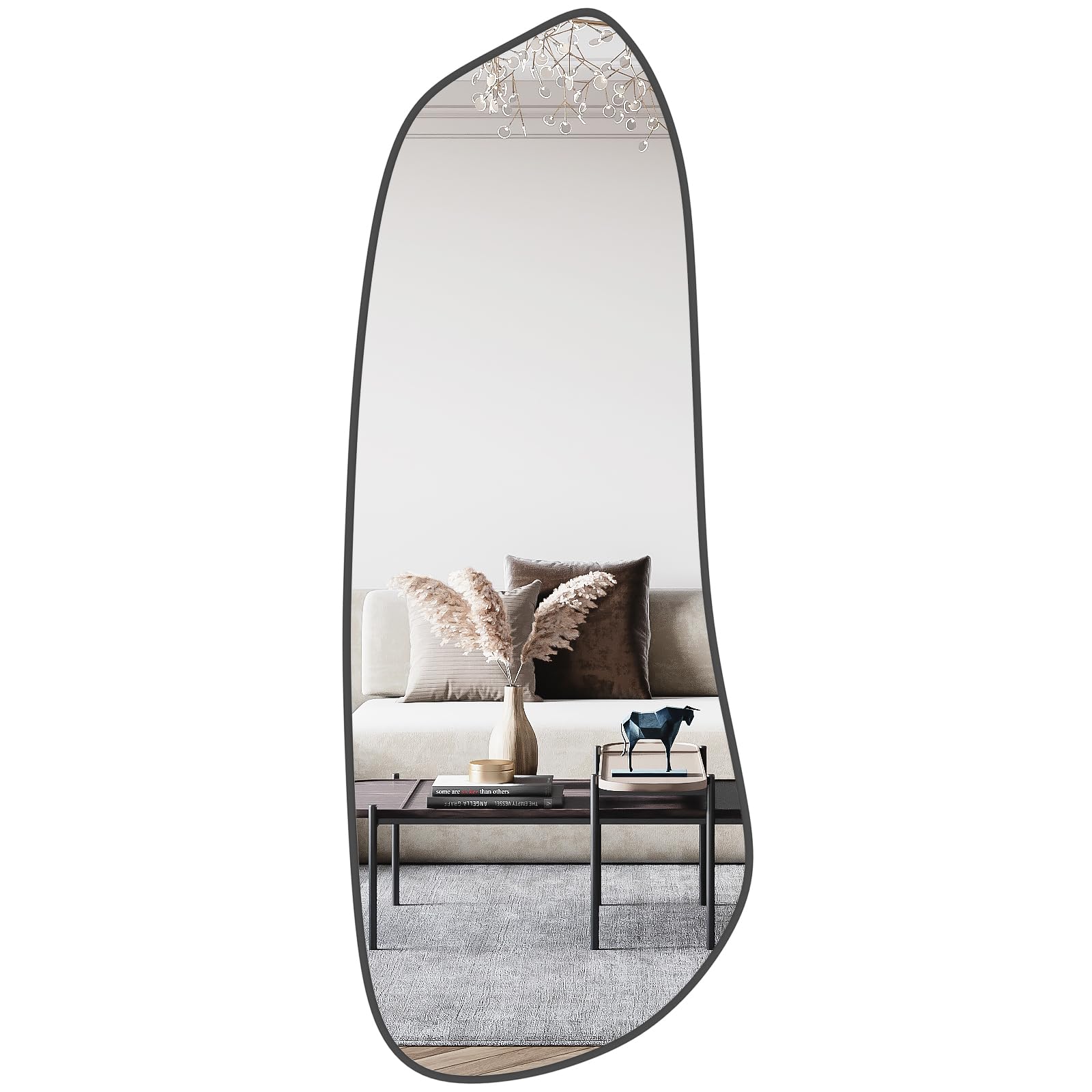 WallBeyond Asymmetrical Mirror, Irregular Mirror Full Length, Boho Wall Mirrors Decorative for Bedroom Living Room Entryway Hall, Mid Century Modern Decor 48" H x 22" W Gronata