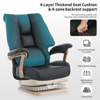 EXCEBET Big and Tall Executive Office Chair with Footrest, 400LBS Capacity Ergonomic High-Back Desk Office Chair with Lumbar Support, Padded Armrests & Thick Cushion, White PU Leather Chairs Gronata