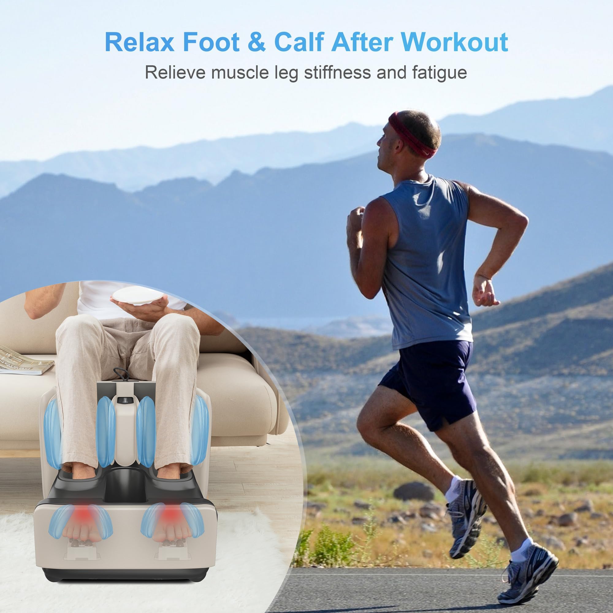 COMFIER 2 in 1 FSA Foot Massager Machine,HSA Shiatsu Foot and Calf Massager with Heat,Kneading,Vibration,Compression Massagers for Feet Health,Plantar Fasclitis,Father‘s Day Gift for Dad Gronata