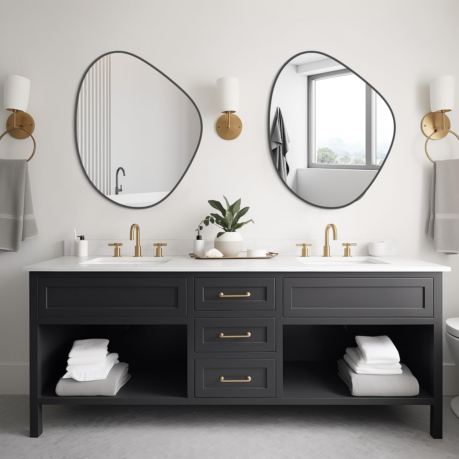 WallBeyond Asymmetrical Mirror, Irregular Mirror Full Length, Boho Wall Mirrors Decorative for Bedroom Living Room Entryway Hall, Mid Century Modern Decor 48" H x 22" W Gronata