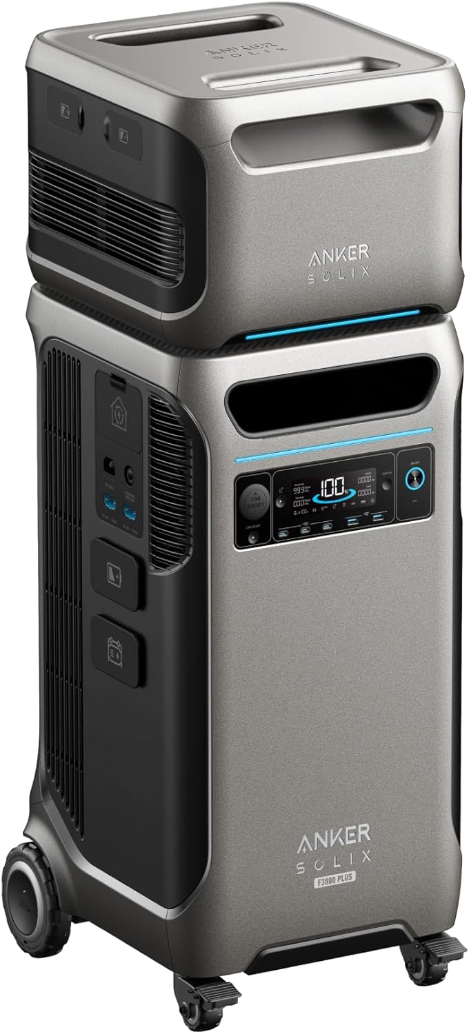 Anker SOLIX F3800 Plus Portable Power Station (2025 NEW) and BP3800 Expansion Battery, 7.68kWh, 3,200W Solar Input, Generators for Home Use, Works with Generator, For Power Outage and Emergencies Gronata