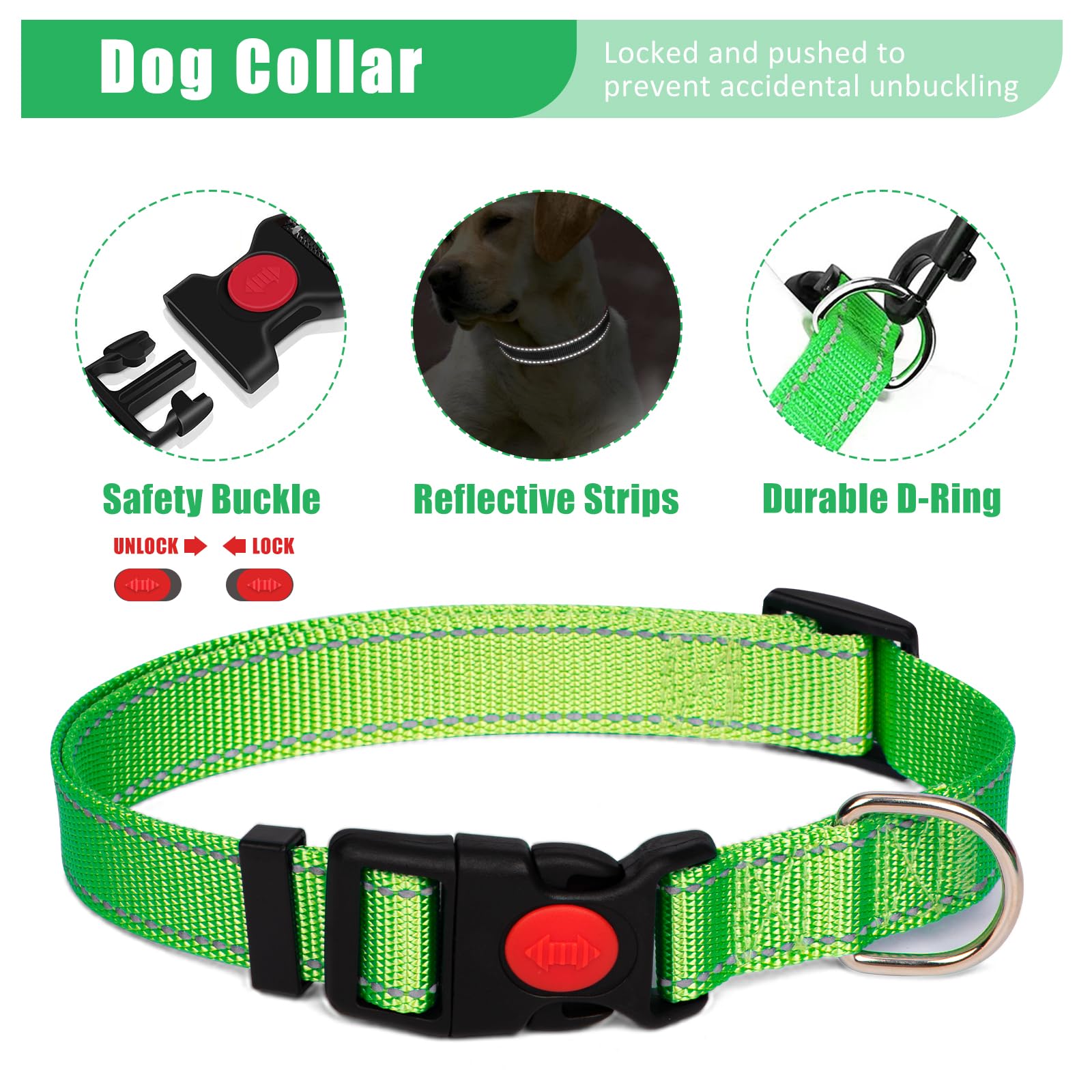 YXFDOYT No Pull Dog Harness Adjustable Collar & Leash Set - Dog Halter Harnesses Collapsible Bowls & Poop Bag Dispenser Muzzle ID Tags Toys Fits Small Medium Large Dogs (Pink-L) Gronata