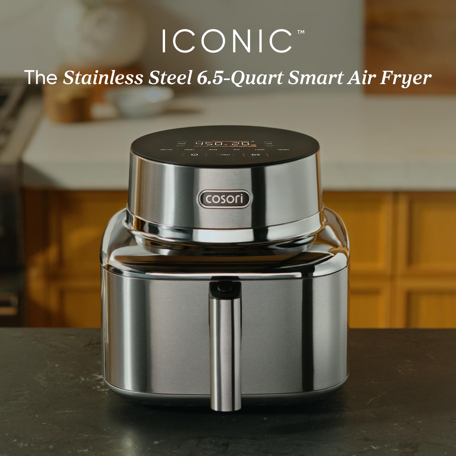 Cosori 9-in-1 TurboBlaze Air Fryer 6 Qt, PFAS-Free Ceramic Coating, 90°–450°F, Precise Heating for Even Results, Air Fry, Roast, Bake, Broil, Dry, Frozen, Proof, Reheat, Keep Warm, 120V, Dark Gray Gronata