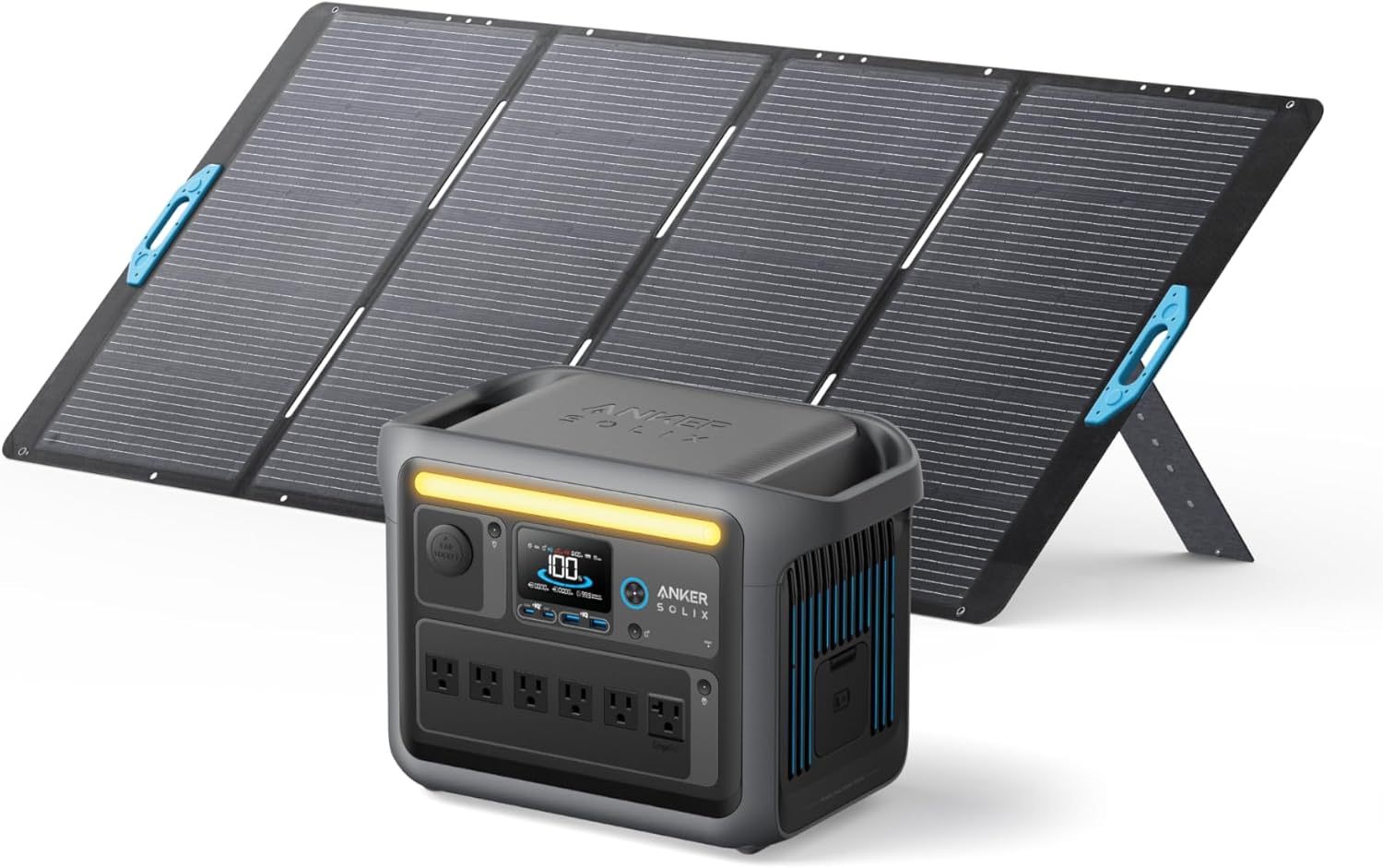 Anker SOLIX C1000 Portable Power Station with 400W Solar Panel, 1800W Solar Generator, 1056wh LFP (LiFePO4) Battery, 6 AC Outlets, Up to 2400W for Home, Power Outages, and Outdoor Camping Gronata