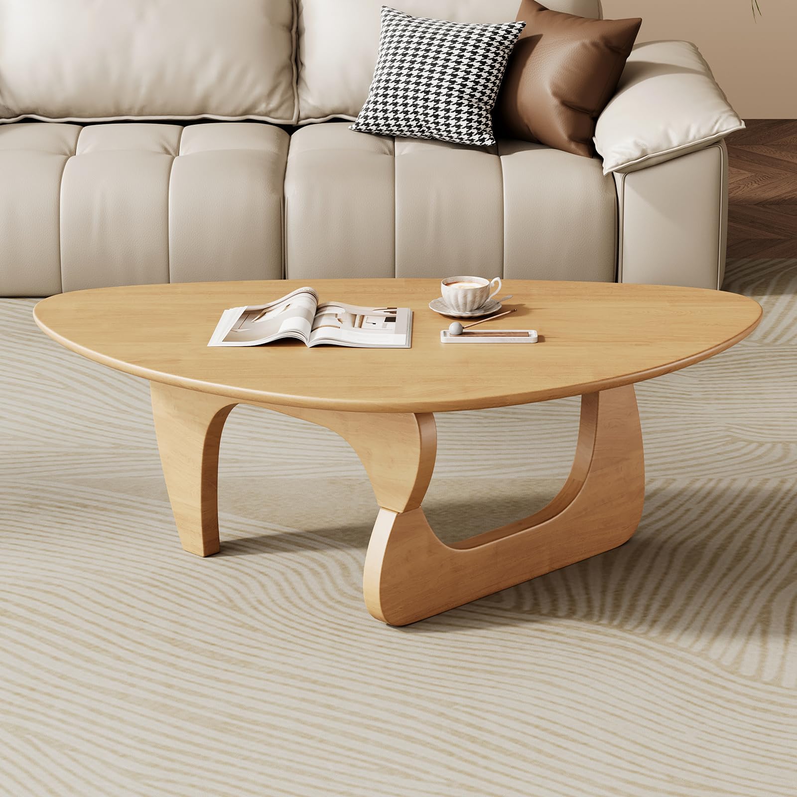 Mid Century Modern Coffee Table - Walnut Wooden Coffee Table for Living Room,Center Table Suitable for Bedroom Living Room Reception Office Tables (Walnut, Small 34.5 * 23.5 * 16in) Gronata