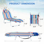 DoCred Heavy Duty Chaise Lounge Chair, Adjustable 5-Position Folding Chaise Lounge Chairs for Outside, Portable Lay Flat Beach Lounge Chair for Outdoor Sunbathing Beach Pool Lawn Camping Gronata