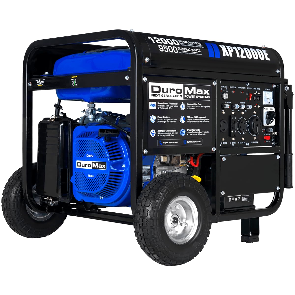 DuroMax XP13000EH 13,000-Watt Dual Fuel Portable Generator - Gas & Propane, Electric Start, Whole Home Backup Power, Transfer Switch Ready, RV & Emergency Ready Gronata