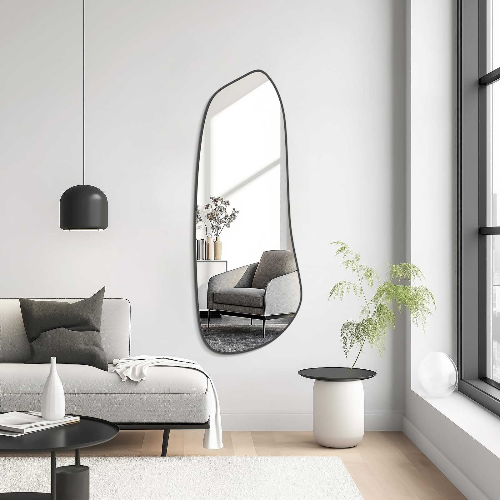 WallBeyond Asymmetrical Mirror, Irregular Mirror Full Length, Boho Wall Mirrors Decorative for Bedroom Living Room Entryway Hall, Mid Century Modern Decor 48" H x 22" W Gronata