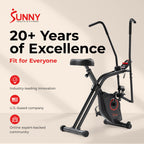 Sunny Health & Fitness Foldable Magnetic Stationary Exercise X-Bike Pro, 300 LB Capacity, Low-Impact, 14-Level Resistance, Ergonomic Support, SunnyFit App Enhanced Connectivity - SF-B223012 Gronata