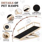 Chuiendi Dog Ramp for High Bed, Couch, Car, Pet Ramps 55.12" Long Adjustable 19.3"-27.17" Wooden Dog Step with Anti-slip Rubber Mat & Safety Side Rails for Small Medium Large Older Pets, up to 250 lbs Gronata