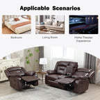EBELLO Faux Leather Recliner Sofa Furniture Set for Living Room, 2 Recliner Chairs, 3 Seat Reclining Sofa Couch Set for Meeting Room, Brown Gronata