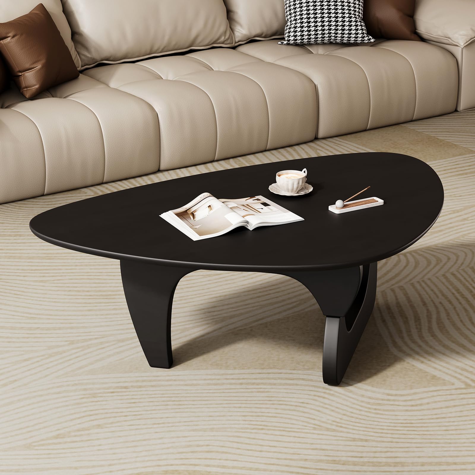 Mid Century Modern Coffee Table - Walnut Wooden Coffee Table for Living Room,Center Table Suitable for Bedroom Living Room Reception Office Tables (Walnut, Small 34.5 * 23.5 * 16in) Gronata