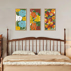 IARTTOP Large Boho Mid-century Modern Wood Wall Art 16x32 Inch Framed Green Abstract Leaf Wooden Wall Decor Bohemian Minimalist Geometric Wall Art Decor for Bedroom Living Room Office Set of 3 Gronata