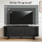 OneBlis 70" Mid Century Modern TV Stand, Wood TV Consoles with Sliding Doors and Power Outlet, Entertainment Center with Adjustable Shelves, Fluted TV Stands for Living Room, Walnut Gronata
