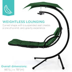 Best Choice Products Outdoor Hanging Curved Steel Chaise Lounge Chair Swing w/Built-in Pillow and Removable Canopy - Navy Blue Gronata