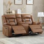 EBELLO Faux Leather Recliner Sofa Furniture Set for Living Room, 2 Recliner Chairs, 3 Seat Reclining Sofa Couch Set for Meeting Room, Brown Gronata